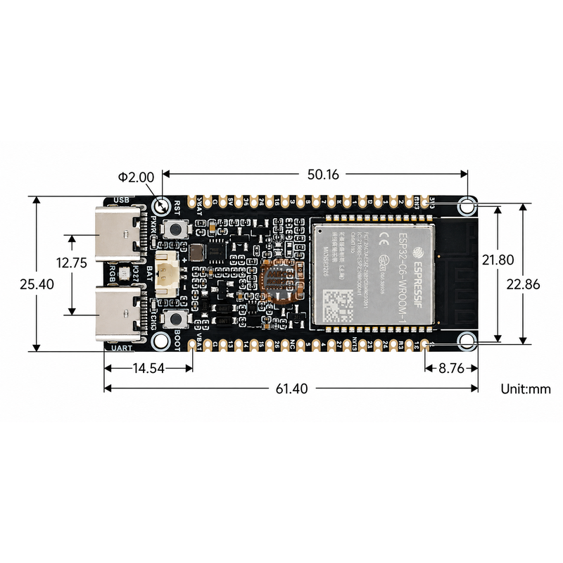 ESP32-C5-WIFI6-KIT-N16R8 Çift Bant 2.4/5 GHz WiFi 6 Geliştirme Kartı - Waveshare