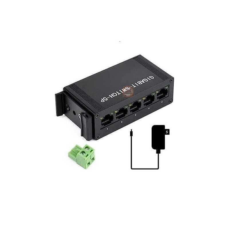 Gigabit Endüstriyel 5 Port Ethernet Switch - DIN Ray Montajlı