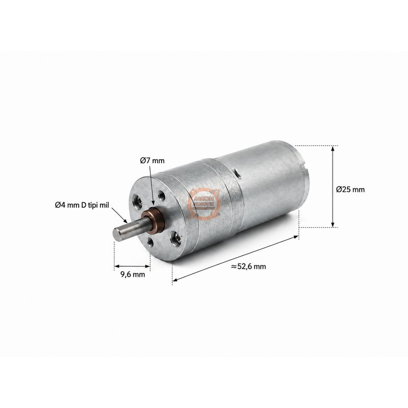 6V 25 mm 130 RPM Redüktörlü DC Motor – JGA25-370
