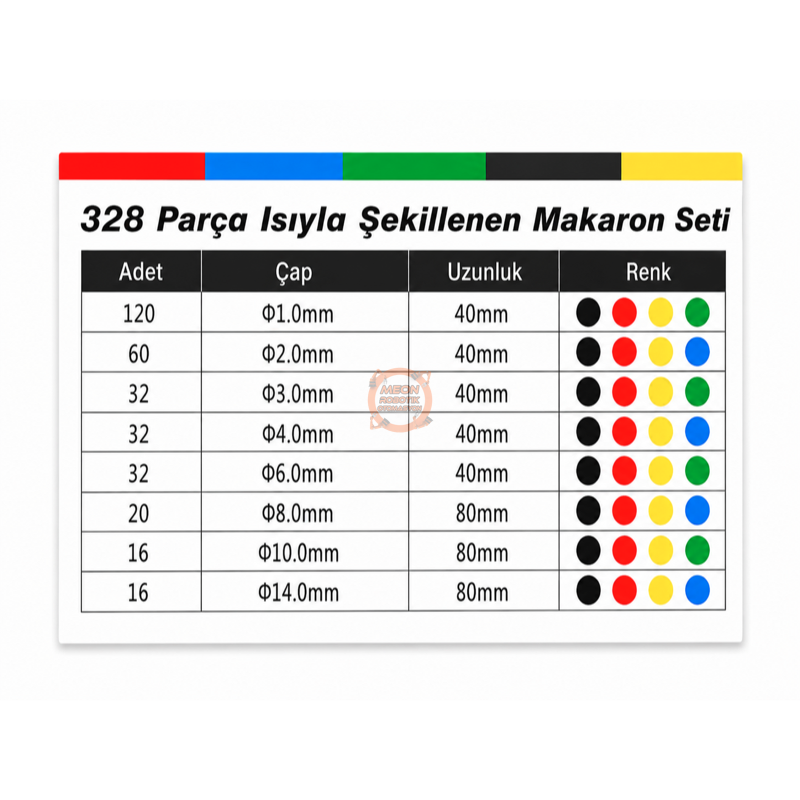 328 Parça Isıyla Daralan Makaron Seti – 8 Çeşit Organizer Kutulu