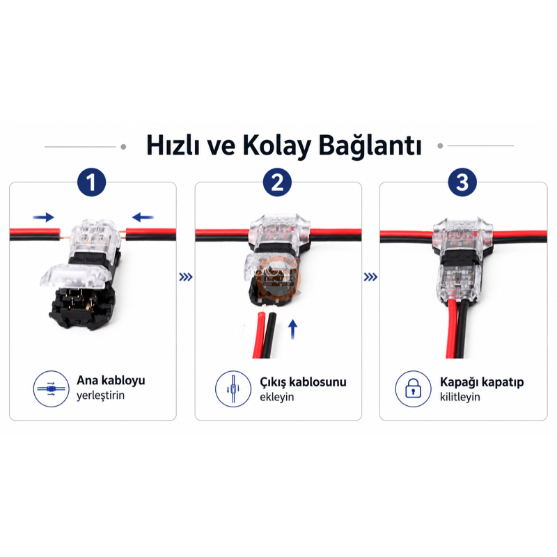 T Tipi Çift Kutuplu Hızlı Kablo Birleştirme Konnektörü 10A 300V