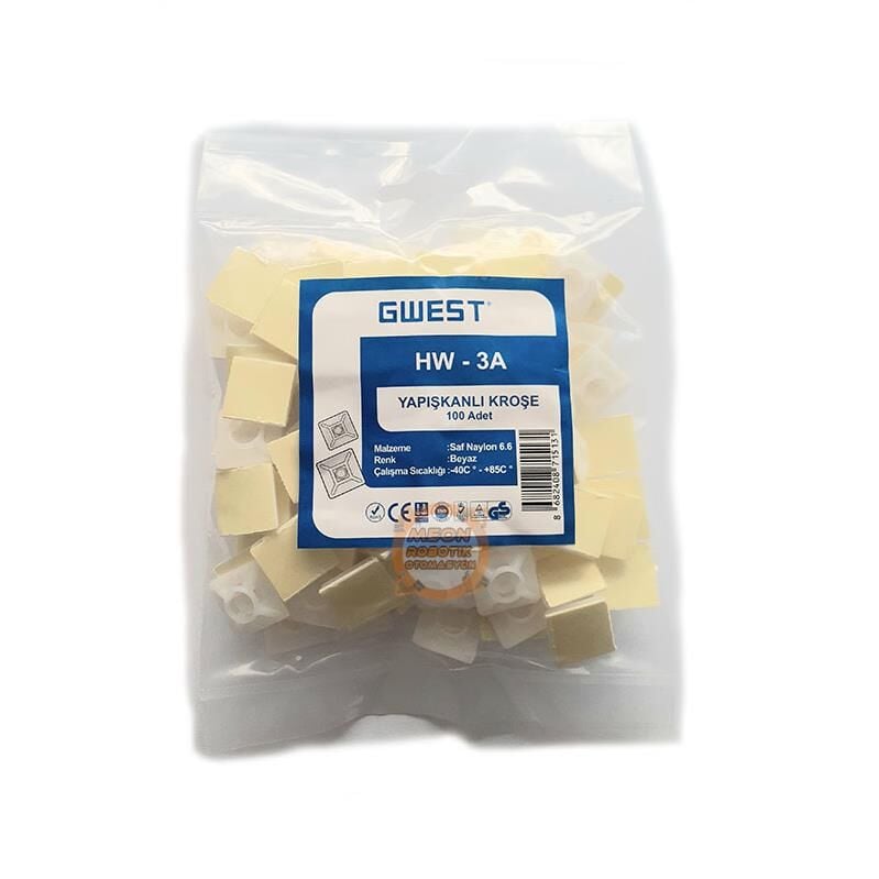 Gwest Yapışkan Kroşe 19X19 100 Adet Kablo Bağı Tutucu