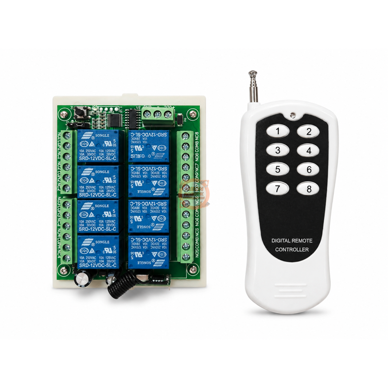 8 Kanal 433 MHz Kablosuz RF Alıcı Modülü DC 12V – Kutulu Kumandalı