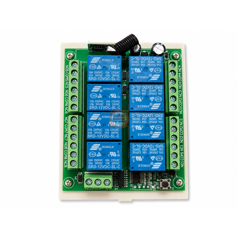 8 Kanal 433 MHz Kablosuz RF Alıcı Modülü DC 12V – Kutulu Kumandalı