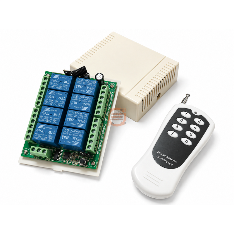 8 Kanal 433 MHz Kablosuz RF Alıcı Modülü DC 12V – Kutulu Kumandalı