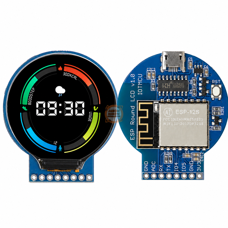 ESP8266 ESP-12S 1.28 İnç Yuvarlak TFT LCD WiFi Geliştirme Kartı - ESP Round LCD V1.0