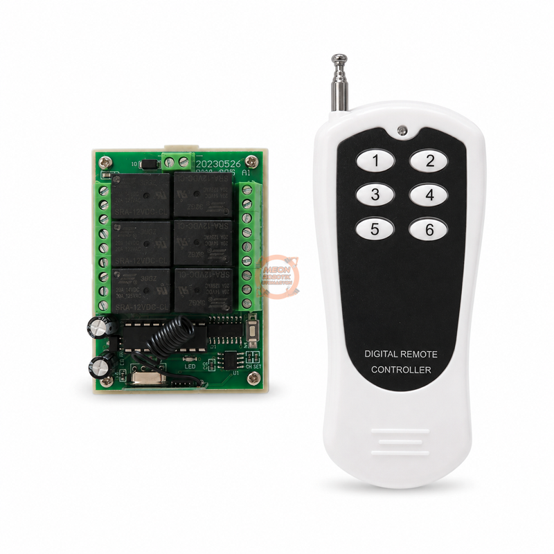 6 Kanal 433 MHz Kablosuz RF Alıcılı Röle Kartı DC 12V – Kutulu Kumandalı