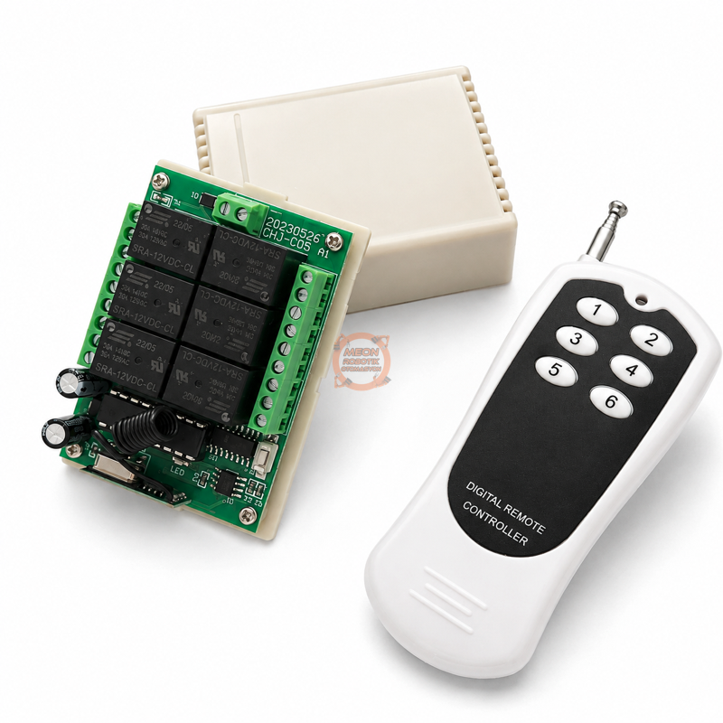 6 Kanal 433 MHz Kablosuz RF Alıcılı Röle Kartı DC 12V – Kutulu Kumandalı