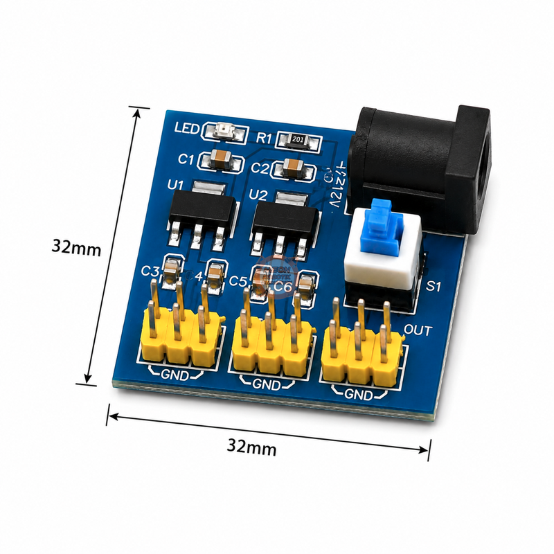 12 V Giriş 3.3 V 5 V Çoklu Çıkışlı Regülatör Kartı