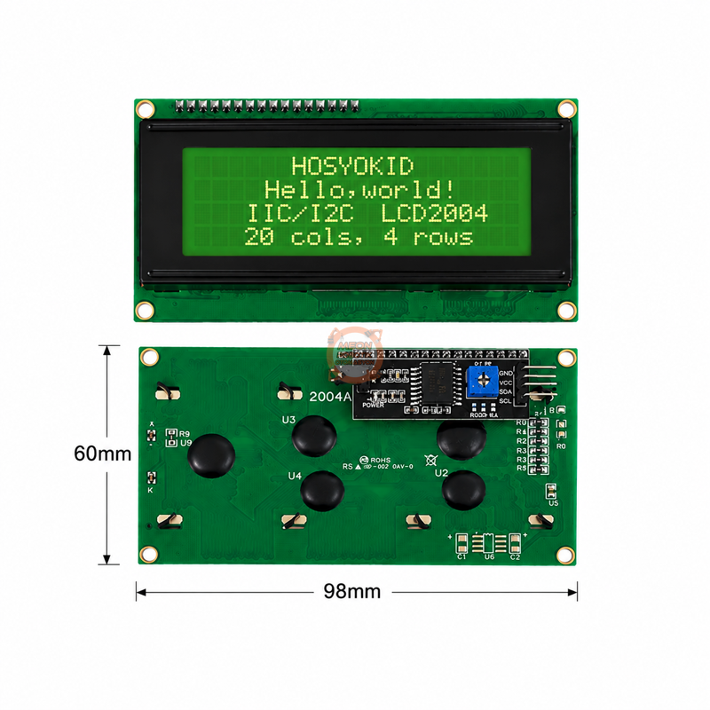 LCD Ekran 20x4 I2C Modüllü 5V Arduino Uyumlu Display (YEŞİL)