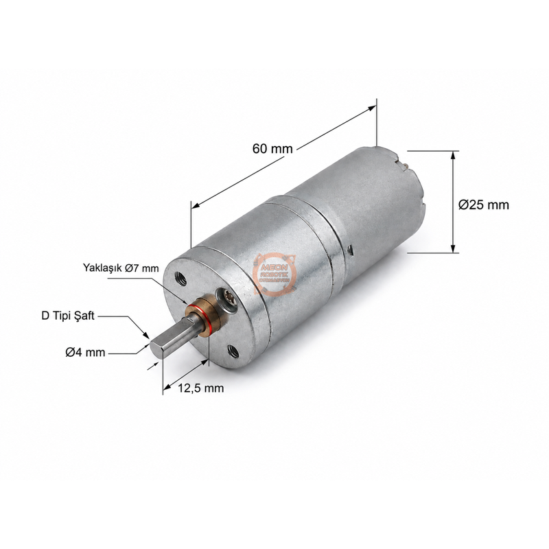 12V 25mm 12 RPM Redüktörlü DC Motor – JGA25-370