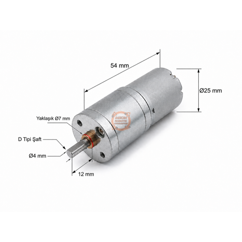 12V 25mm 130 RPM Redüktörlü DC Motor - JGA25-370