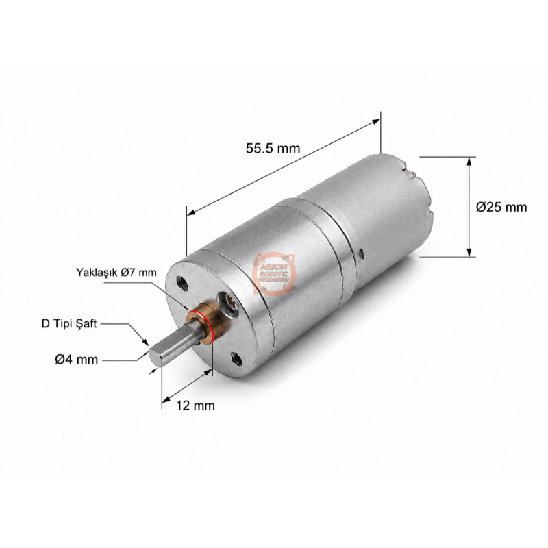 12V 25mm 60 RPM Redüktörlü DC Motor – JGA25-370