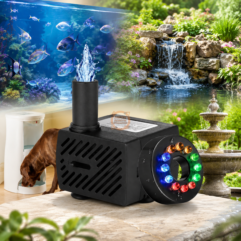 USB 12 LED Renkli Mini Akvaryum 3.5/9V 3W Dalgıç Su Pompası
