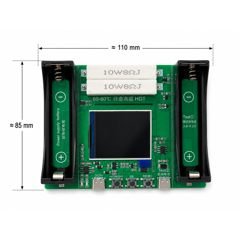 18650 Pil Kapasite Ölçer ve İç Direnç Test Cihazı LCD Ekranlı – BT4-1CHN