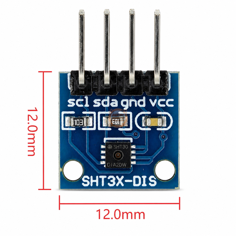 SHT30 Sıcaklık ve Nem Sensörü Modülü I2C 12×12 mm