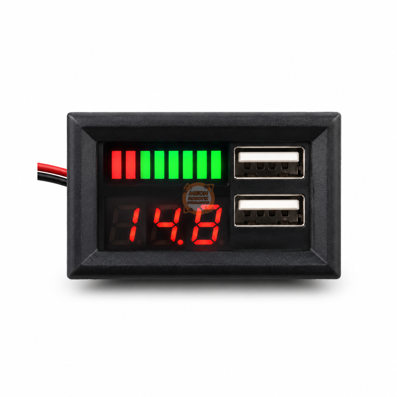Akü Göstergesi 12 V Voltmetreli Çift USB Soketli Kapasite Ekranı