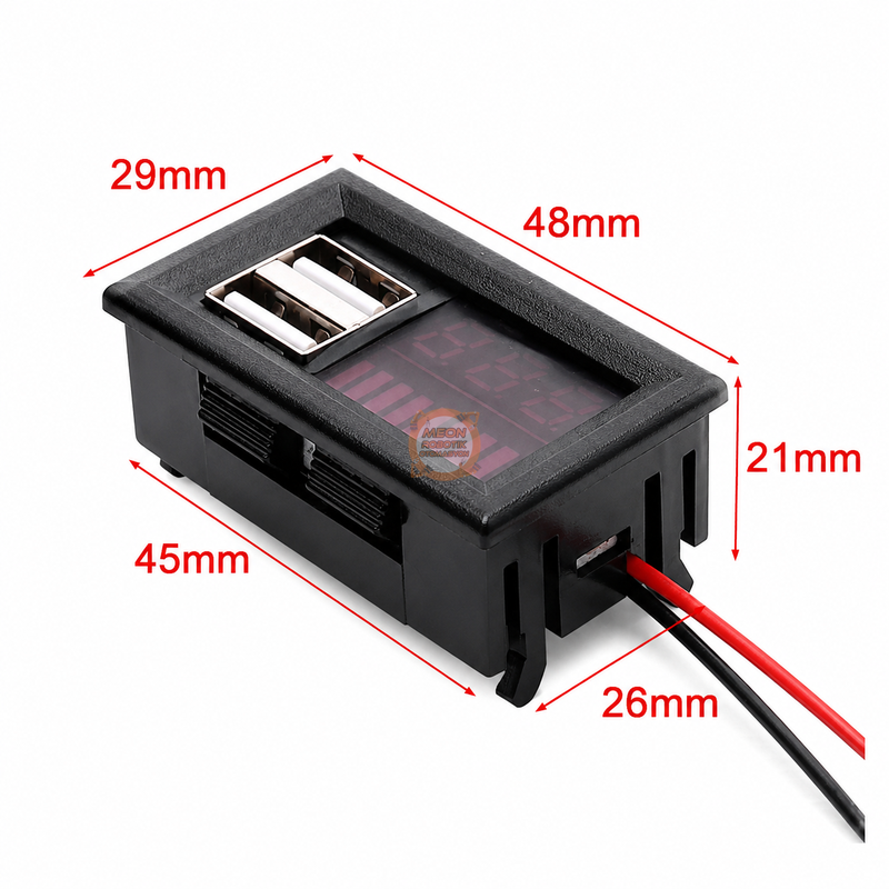 Akü Göstergesi 12 V Voltmetreli Çift USB Soketli Kapasite Ekranı
