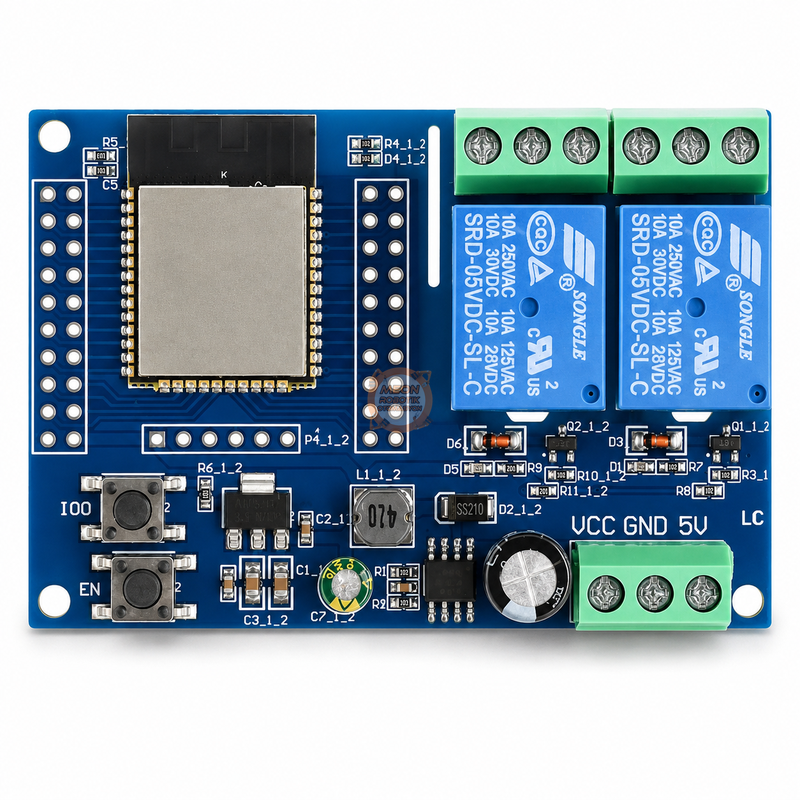 ESP32-WROOM-32E WiFi Bluetooth 2 Kanal 10A Röle Kontrol Kartı - ESP32 Relay X2, 7-30V DC