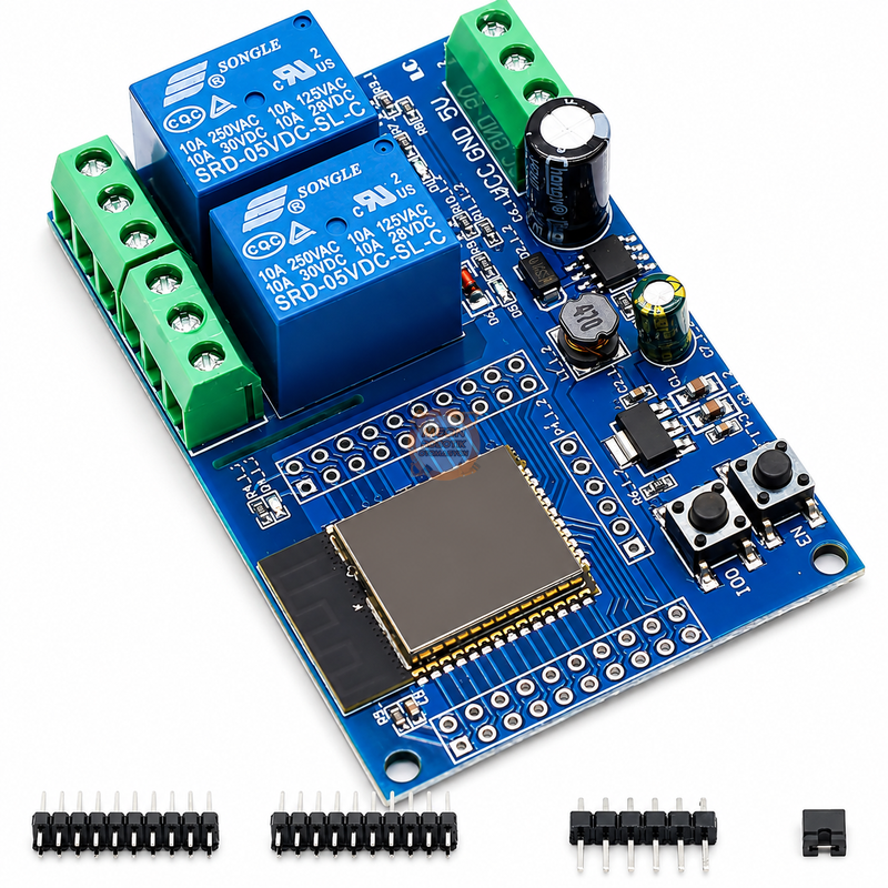 ESP32-WROOM-32E WiFi Bluetooth 2 Kanal 10A Röle Kontrol Kartı - ESP32 Relay X2, 7-30V DC