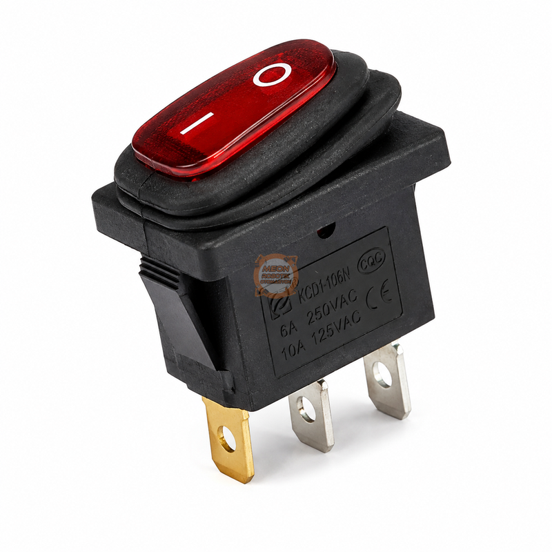 IC-118W Mini Işıklı Körüklü Anahtar 3 Pin Kırmızı