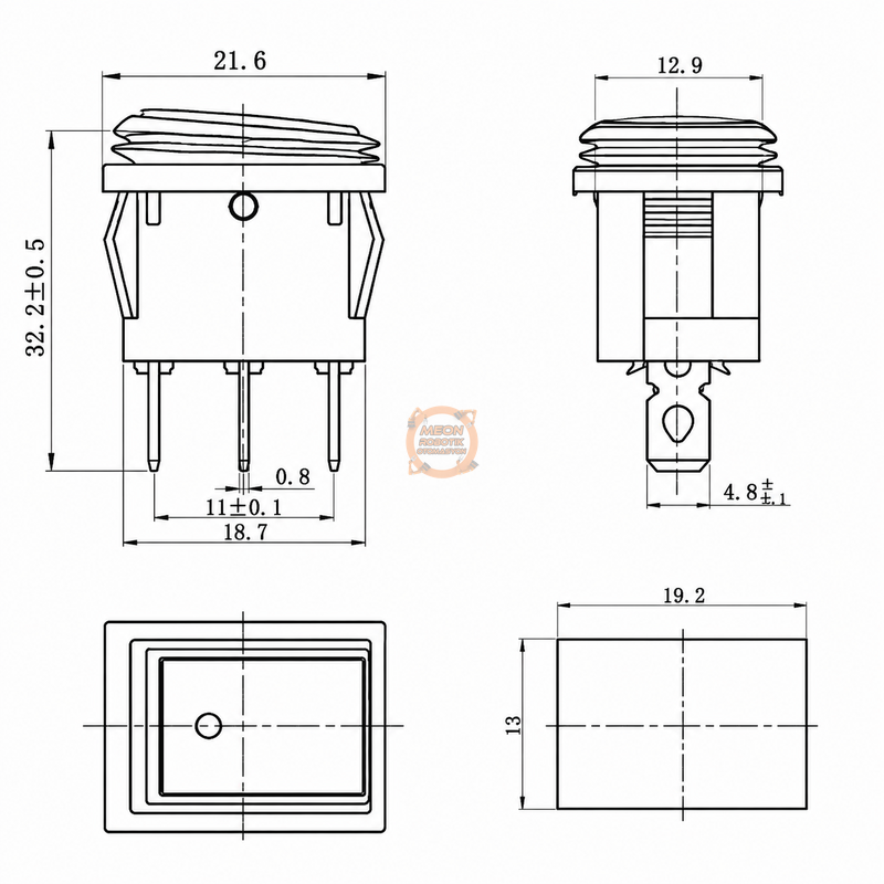 IC-118W Mini Işıklı Körüklü Anahtar 3 Pin Kırmızı