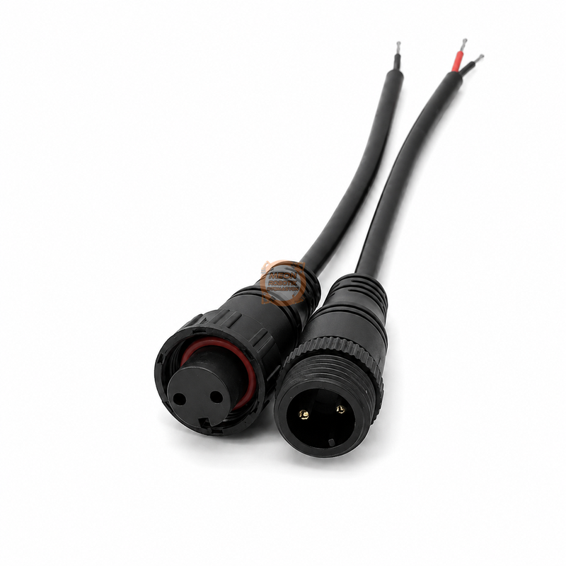 IC266K Kablolu IP67 Konnektör Takım 2 Pin Siyah