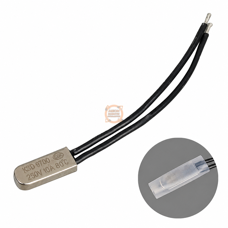 Kablolu Termostat KSD9700 NC 10A 80°C Normalde Kapalı