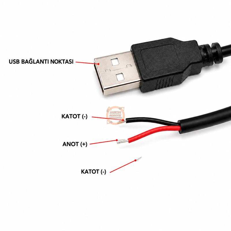 USB Dimmer Arapuar Kablosu 5V 2 Metre 4 Tuşlu Siyah