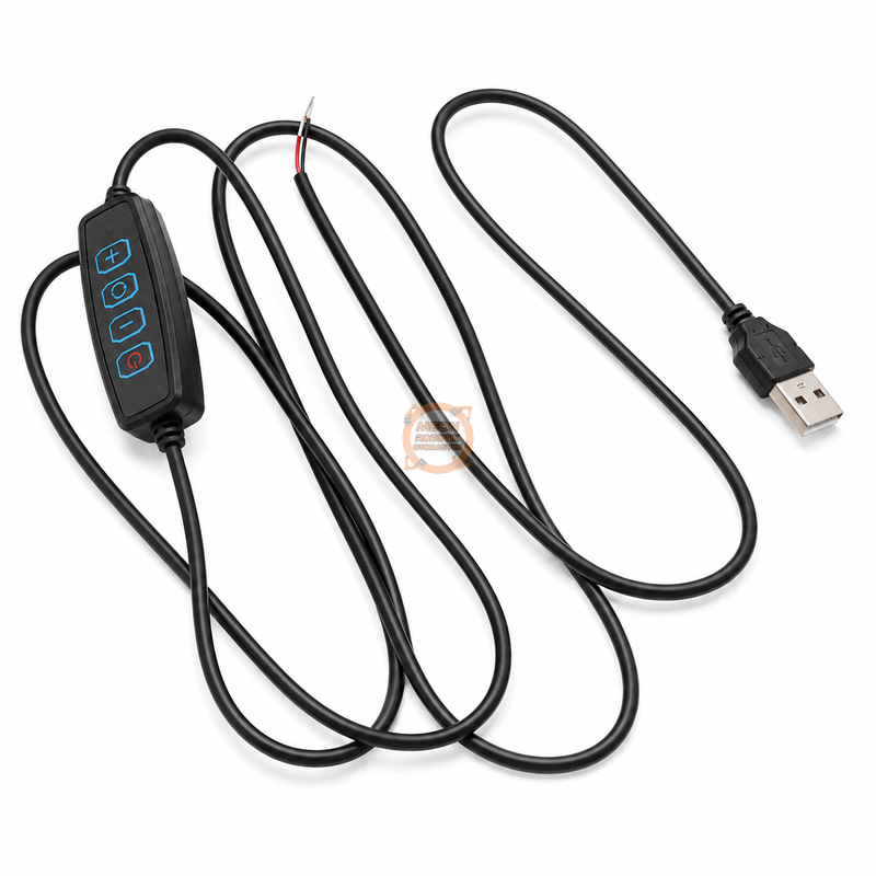 USB Dimmer Arapuar Kablosu 5V 2 Metre 4 Tuşlu Siyah