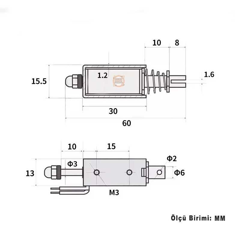 JF-0530B Dc 12V İtme Çekme Solenoid Elektromıknatıs