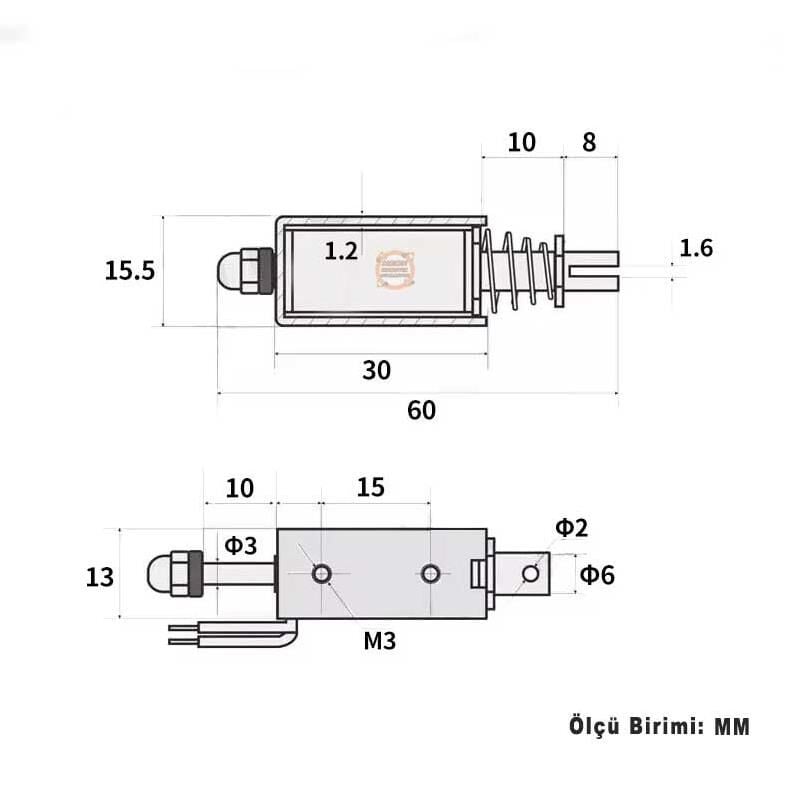JF-0530B Dc 12V İtme Çekme Solenoid Elektromıknatıs