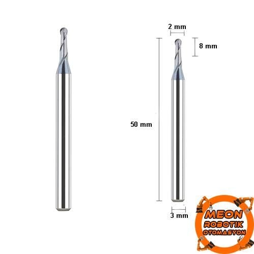 Kaplamalı 2 mm Mikro Karbür Küre Freze