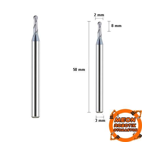 Kaplamalı 2 mm Mikro Karbür Küre Freze